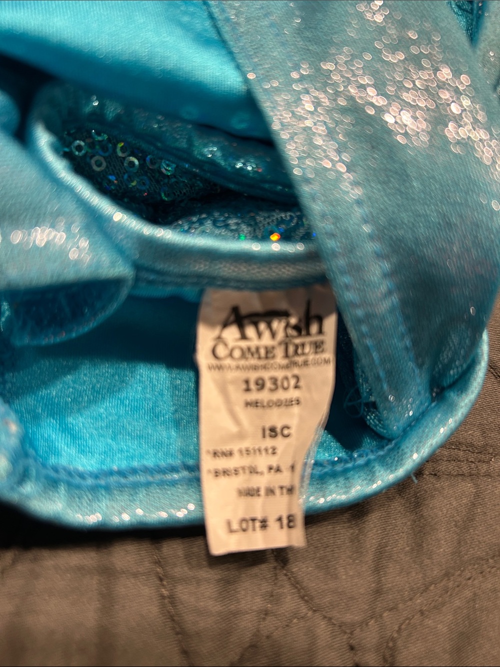 Teal Sequin Dance Costume with Bow - Size ISC - Picture 14 of 14